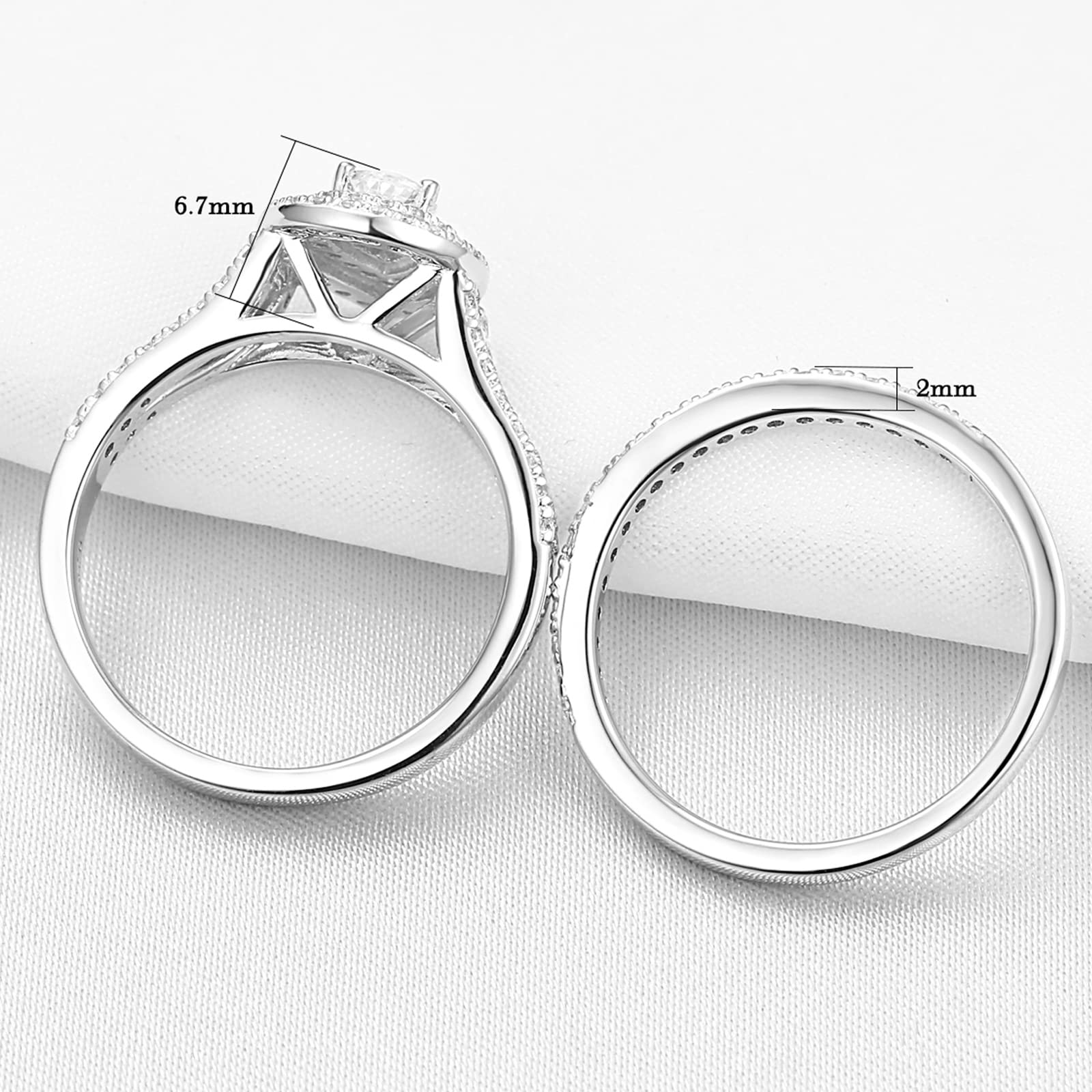 Newshe Jewellery Wedding Engagement Ring for Women Bridal Set AAAAA Cz 925 Sterling Silver 1.3Ct Pear White Size 7