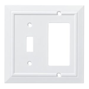 franklin brass classic architecture (1-pack) decorative light switch covers combination pure white switch/toggle, decorator/rocker cover plate combo | wall plate outlet cover switch plates w35246-pw-c