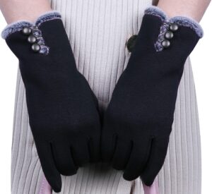 t-goting womens winter gloves warm lined touch screen driving gloves (black) one size