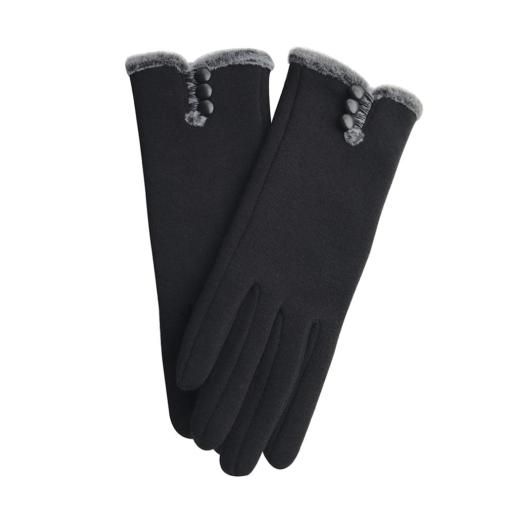 T-GOTING Womens Winter Gloves Warm Lined Touch Screen Driving Gloves (Black) One Size