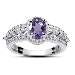 ice gems sterling silver amethyst and white topaz oval ring