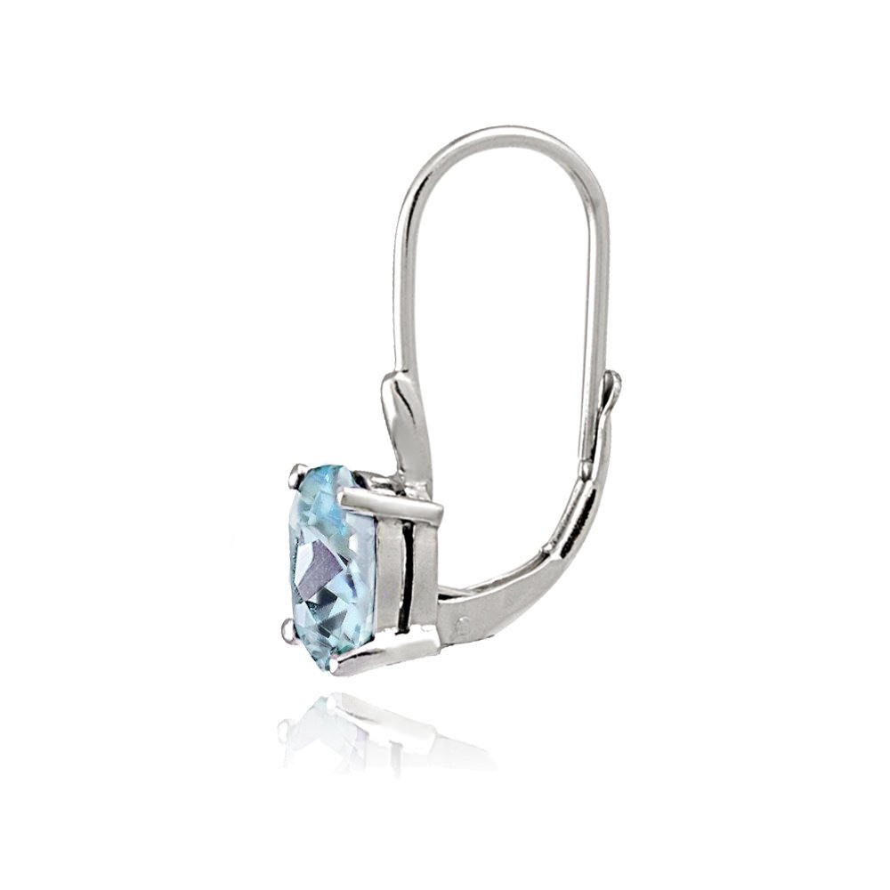 Sterling Silver Blue Topaz Oval Leverback Earrings