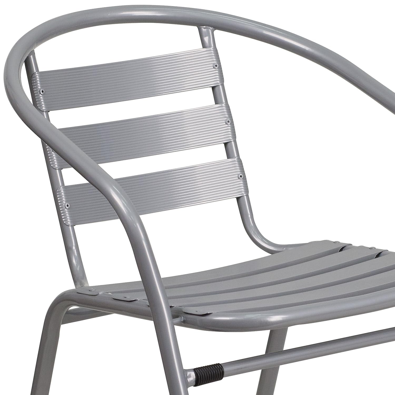 Flash Furniture Lila 4 Pack Silver Metal Restaurant Stack Chair with Aluminum Slats