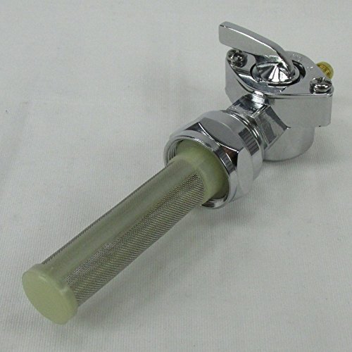 1975-2006 Harley Davidson 22mm Filtered Petcock STRAIGHT OUTLET Fuel Shut Off Valve - For Use with 1/4" ID Fuel Hose - Replaces HD Part # 62168-81 - Chrome Plated - Motorcycle Chopper Bobber (22STRT)