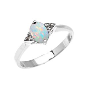 gemstone rings 14k White Gold Solitaire White Topaz Proposal/Engagement Ring(Size 12)