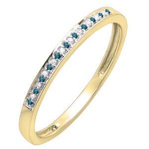 dazzlingrock collection 0.10 cttw alternate round blue & white diamond stackable wedding band for women in 10k yellow gold, size 6