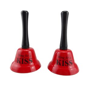 Honbay 2Pcs of Hand Bells, Call Bell for Family Loves, Musical Hand Bells, Cow bells with Stick Grip Handle Bell for Cheering at Sporting & Wedding Events, Food Line, Alarm, Jingles, Ringing