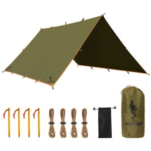 free soldier waterproof portable tarp multifunctional outdoor camping traveling awning backpacking tarp shelter rain tarp (brown)