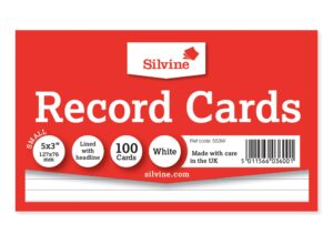 silvine 5x3 record cards - lined with headline, 100 cards per pack. ref 553w (127 x 76mm)