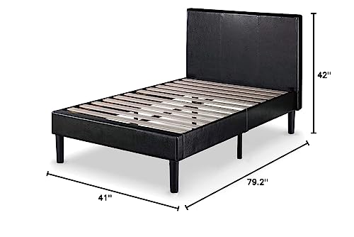 Zinus Gerard Faux Leather Upholstered Platform Bed Frame / Mattress Foundation / Wood Slat Support / No Box Spring Needed / Easy Assembly, Twin