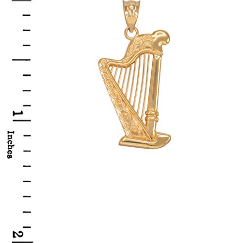 Fine 14k Yellow Gold Harp Music Charm Pendant