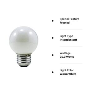 Sylvania Incandescent 25W G16.5 Globe Light Bulb, E26 Medium Base, 2850K Warm White Frosted Finish, 2 Count (Pack of 1)