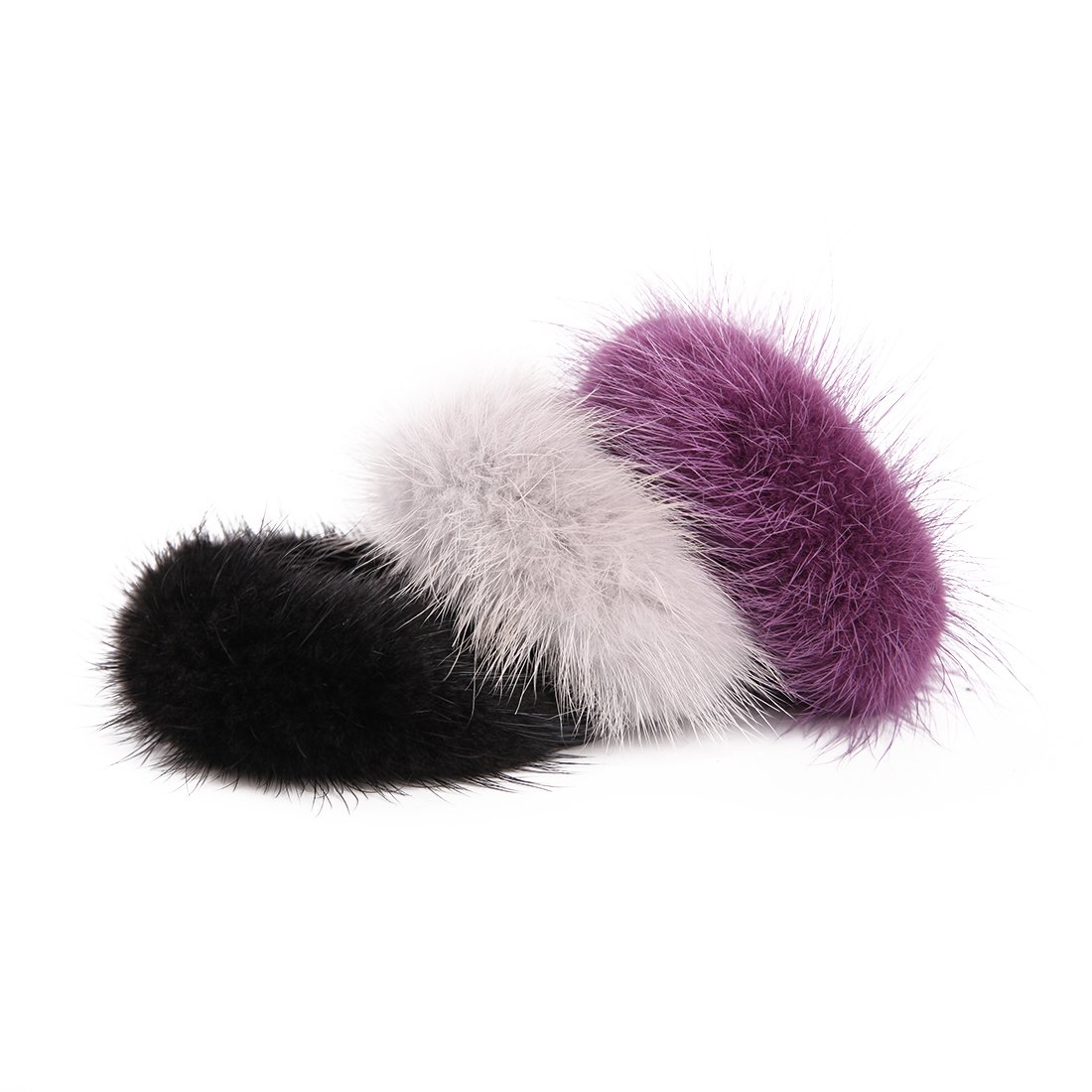 URSFUR Women's Wristband Mink Scrunchine Hairband Pom Pom Hair Tie Ring