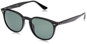 ray-ban rb4259f low bridge fit round sunglasses, black/dark green, 53 mm