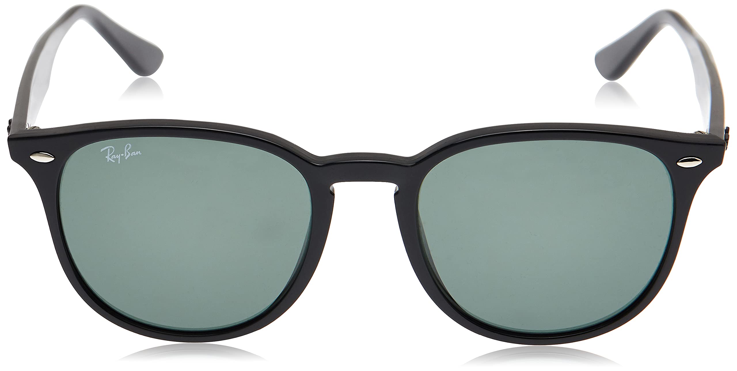 Ray-Ban RB4259F Low Bridge Fit Round Sunglasses, Black/Dark Green, 53 mm