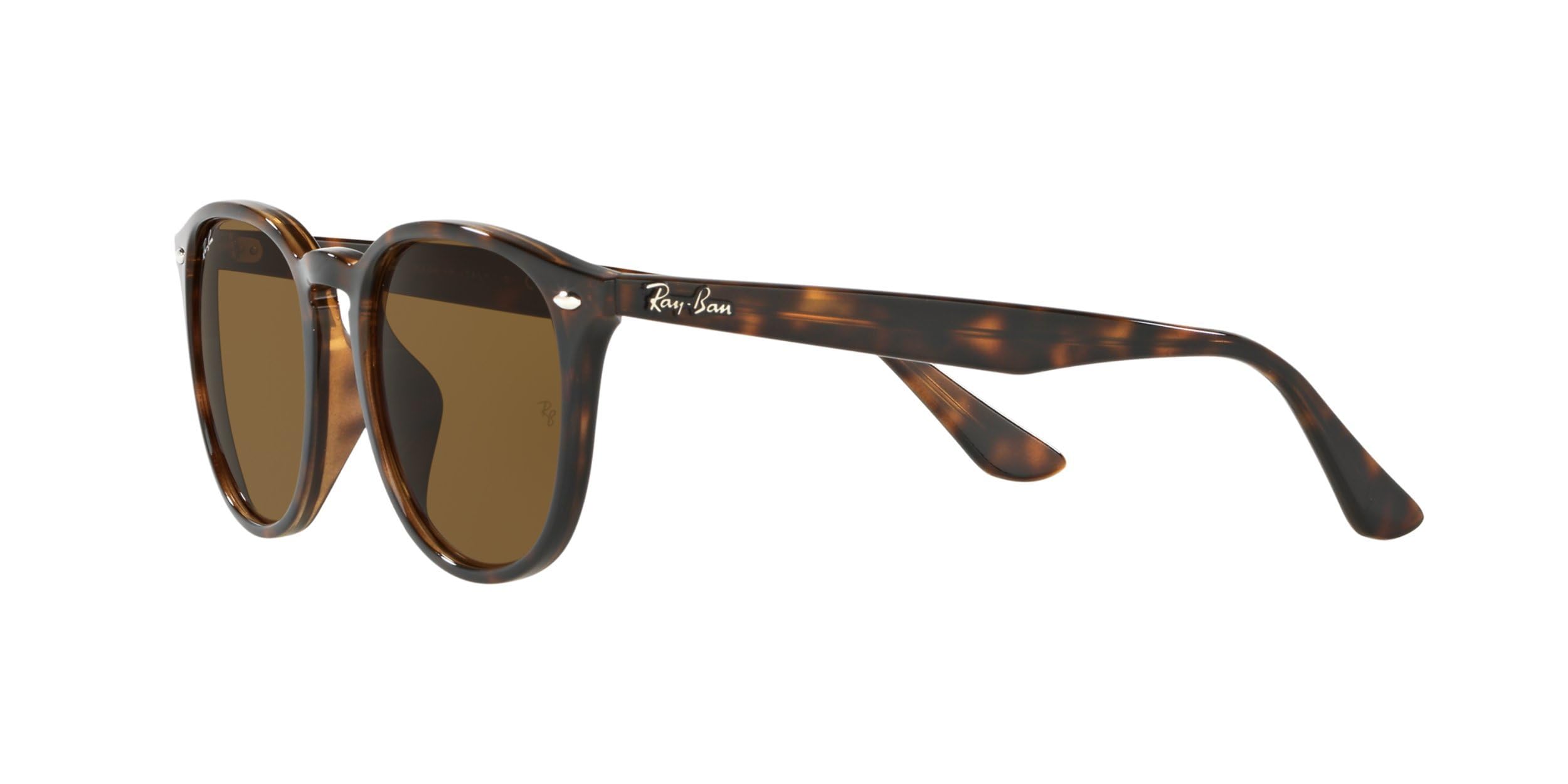 Ray-Ban RB4259F Low Bridge Fit Round Sunglasses, Light Havana/Dark Brown, 53 mm