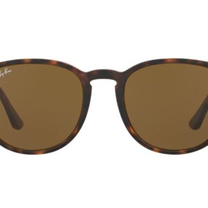 Ray-Ban RB4259F Low Bridge Fit Round Sunglasses, Light Havana/Dark Brown, 53 mm