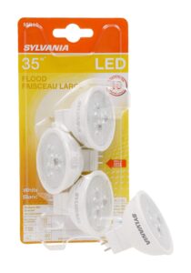 sylvania mr16 led flood and spot light bulb, 5w, 35w equivalent, non-dimmable, 350 lumens, 3000k, white - 3 pack (79129)