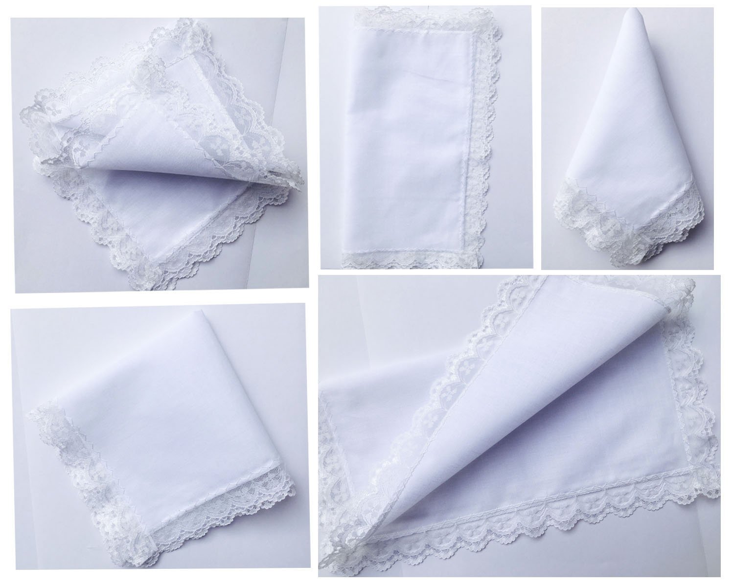 Lace Cotton White Handkerchiefs Perfect Wedding Bulk