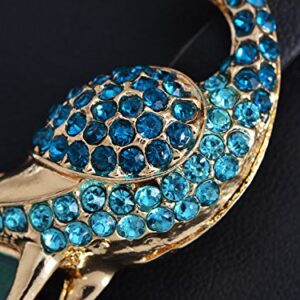 Alilang Golden Tone Blue Green Colored Rhinestone Peacock Bird Pendant Chain Necklace