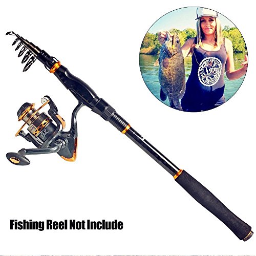 Sougayilang Fishing Rod Graphite Carbon Fiber Portable Spinning Telescopic Fishing Pole for Boat Saltwater and Freshwater