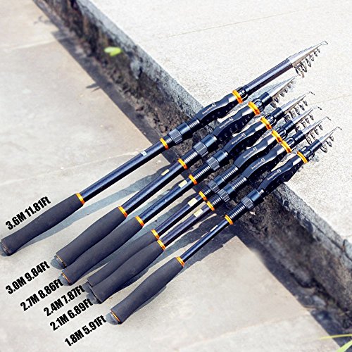 Sougayilang Fishing Rod Graphite Carbon Fiber Portable Spinning Telescopic Fishing Pole for Boat Saltwater and Freshwater