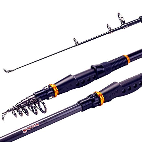 Sougayilang Fishing Rod Graphite Carbon Fiber Portable Spinning Telescopic Fishing Pole for Boat Saltwater and Freshwater