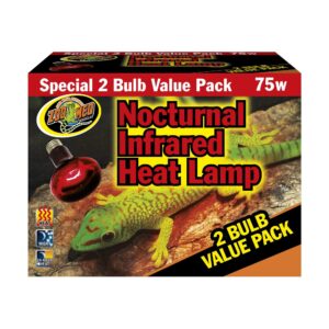 zoo med nocturnal infrared heat lamp, 75 watts, pack of 2 bulbs, 2 ct