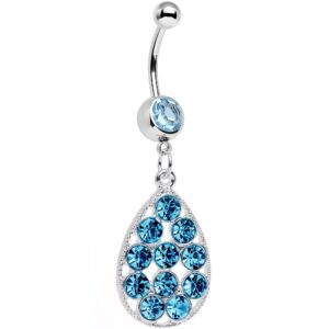 body candy stainless steel brilliant blue accent dingy drop dangle belly ring