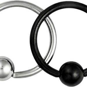 Forbidden Body Jewelry Set of 2 Styles Cartilage Hoop Earrings: 16g 3/8 Inch Surgical Steel Plain & Black CBR Hoops