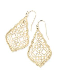 kendra scott addie drop earrings for women in filigree, fashion jewelry, 14k gold-plated