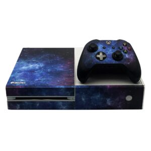 UUShop Protective Vinyl Skin Decal Cover for Microsoft Xbox One Console wrap sticker skins with two Free wireless controller decals Blue and Purple Nebula(NOT for One S or X)