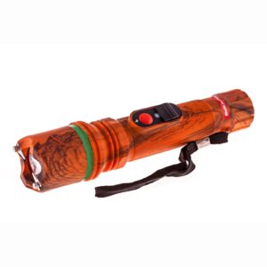 Cheetah Stuns 10 Million Volt Wooden Orange Camo Finish Rechargeable Flashlight Stun Gun Combo with Carrying Holster Case