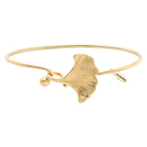 noumanda women pretty jewelry ginkgo leaf open hook bracelet bangle (gold)