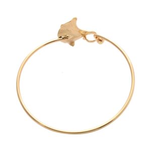 NOUMANDA Women Pretty Jewelry Ginkgo Leaf Open Hook Bracelet Bangle (gold)