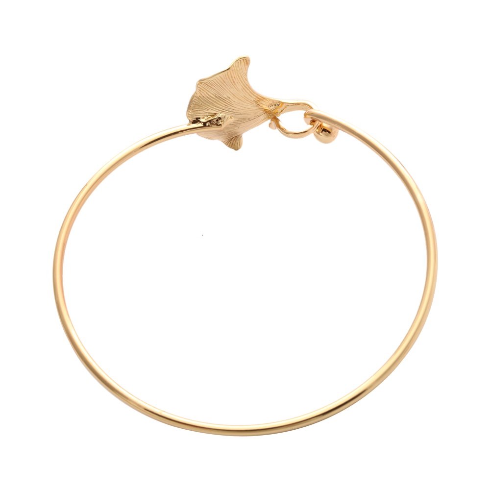 NOUMANDA Women Pretty Jewelry Ginkgo Leaf Open Hook Bracelet Bangle (gold)