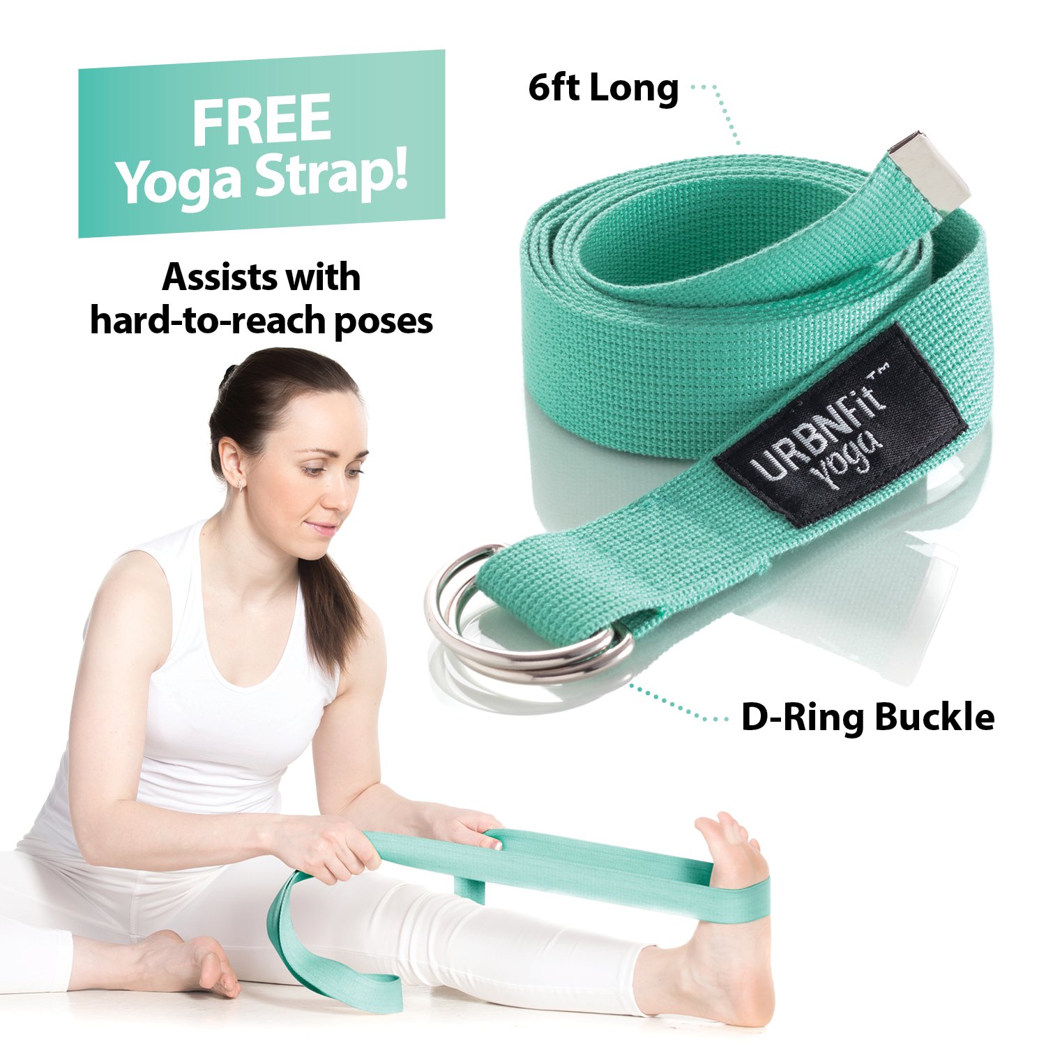 URBNFit Yoga Wheel - 12-Inch Roller Designed for Stretching & Flexibility to Help Back Aches & Tension - Made w/Durable Materials & Soft Foam Padding, Yoga Strap Included