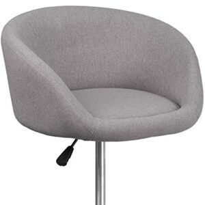 Flash Furniture Luis Contemporary Gray Fabric Adjustable Height Barstool with Barrel Back and Chrome Base