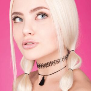 BodyJ4You 12PC Tattoo Choker Necklace Set - 90s Accessories 80s Old School 2000s Jewelry - Vibrant Pink Blue White Green Black - One Size Women Teen Girl - Stretchy Multicolor Collar