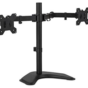 Mount-It! Dual Monitor Stand for Desk - Double Monitor Mount for 2 Screens up to 32 Inch and 17 Lbs - Free-standing Base Swivel, Tilt, Rotates 360 Adjustable Arms - VESA Compatible High Grade Steel