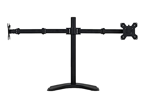 Mount-It! Dual Monitor Stand for Desk - Double Monitor Mount for 2 Screens up to 32 Inch and 17 Lbs - Free-standing Base Swivel, Tilt, Rotates 360 Adjustable Arms - VESA Compatible High Grade Steel