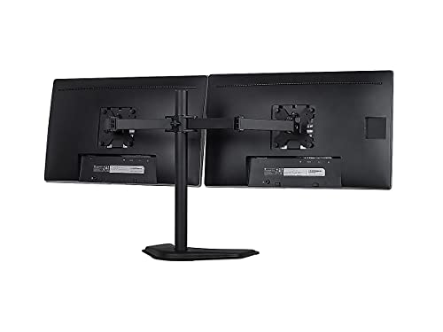 Mount-It! Dual Monitor Stand for Desk - Double Monitor Mount for 2 Screens up to 32 Inch and 17 Lbs - Free-standing Base Swivel, Tilt, Rotates 360 Adjustable Arms - VESA Compatible High Grade Steel