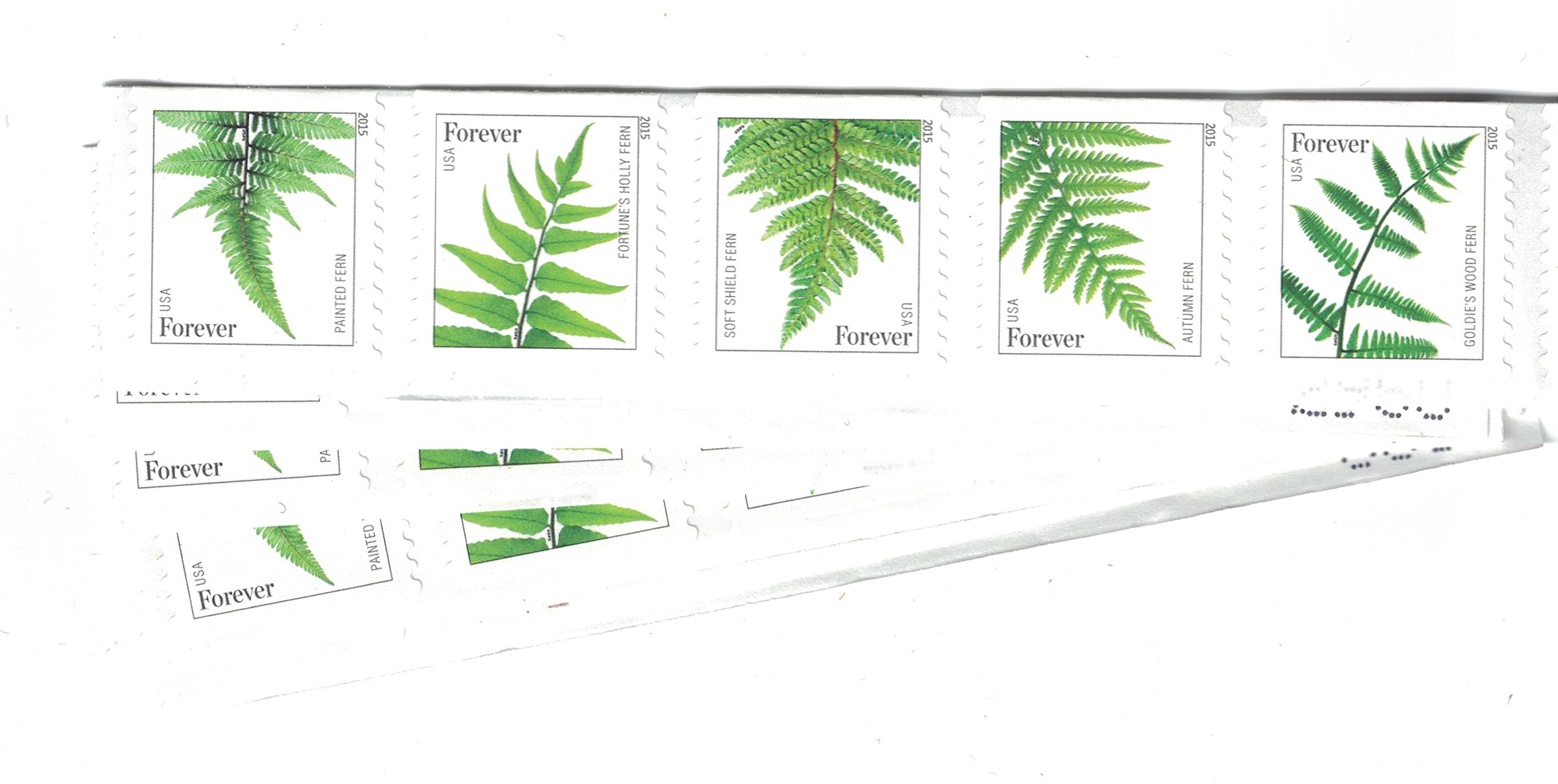 USPS Ferns Stamps - 50 Forever Stamps (5 Strips of 10 Stamps)