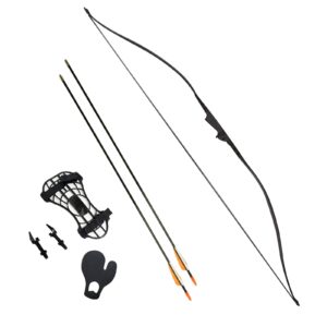 SAS 30-35lbs 22-29" Robinhood Long Bow for Adult/Youth w/Belt Quiver, Armguard, Finger Tab, Arrow Rest, Target Face and 2 x Arrows (Black)