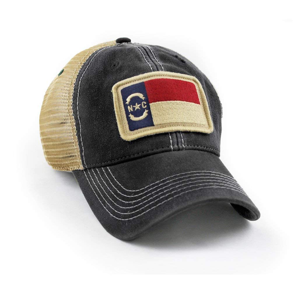 North Carolina Flag Patch Trucker Hat, Black