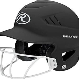 Rawlings | COOLFLO HIGHLIGHTER Batting Helmet | Face Guard Included | One Size Fits Most 6 1/2"-7 1/2" | Matte Black