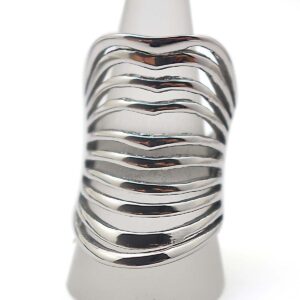 COUYA Polished Stainless Steel Split Style Ring Multilayer Stacked Knuckle Finger Rings Band (7)