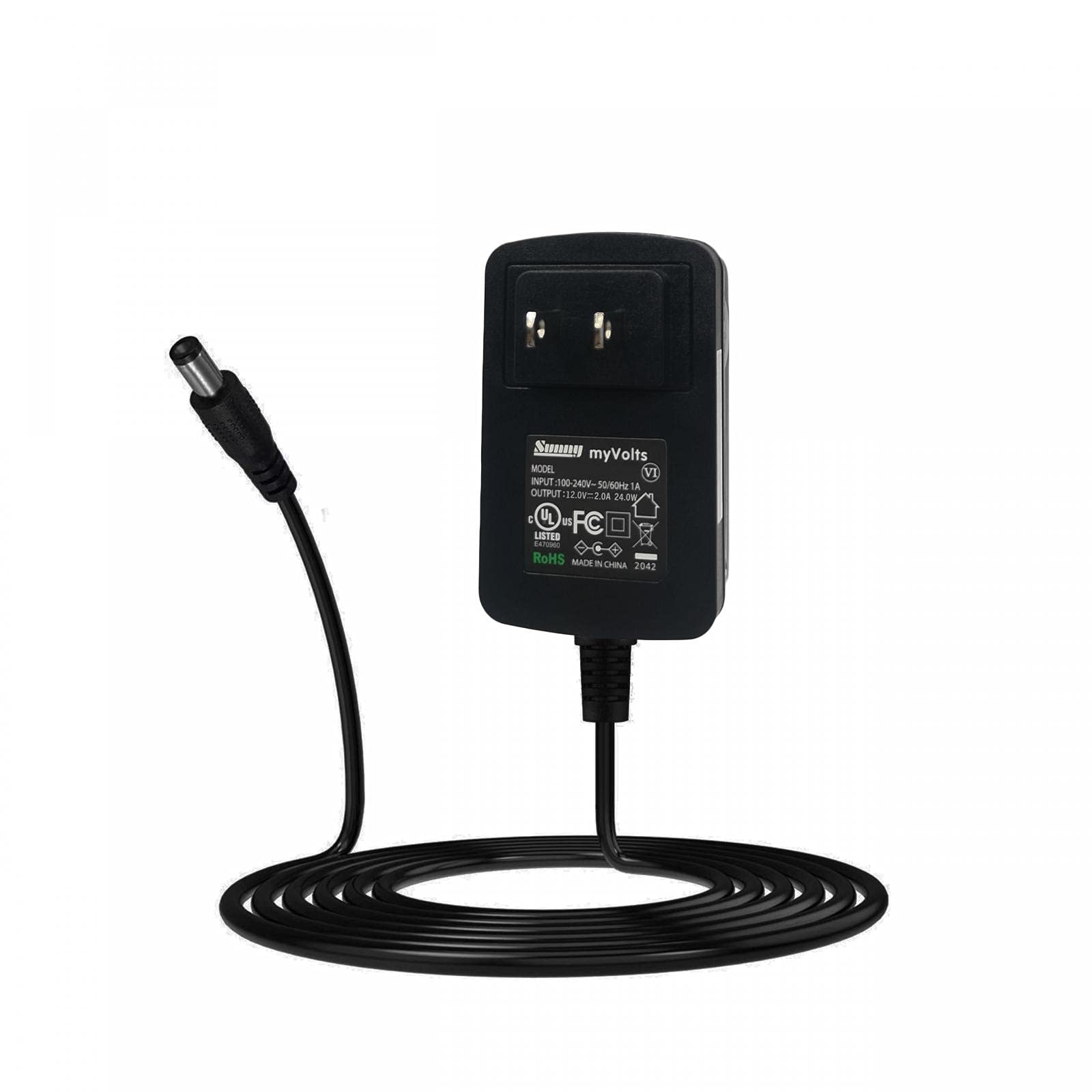 MyVolts 12V power supply adaptor compatible with/replacement for Moog Mother-32 Synth - US plug