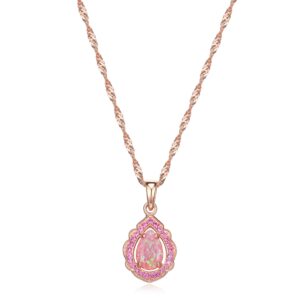 morgan & paige 14k rose gold plated sterling silver created pink opal and created pink sapphire halo pendant necklace, 18"