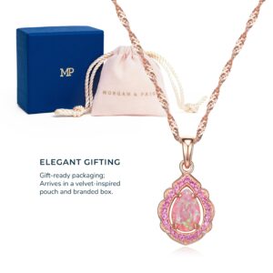 MORGAN & PAIGE 14k Rose Gold Plated Sterling Silver Created Pink Opal and Created Pink Sapphire Halo Pendant Necklace, 18"